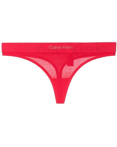 Calvin Klein Tanga con logo de purpurina - Rojo