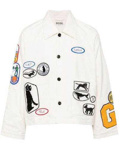 Bode Multi-patch Cotton Shirt Jacket - White