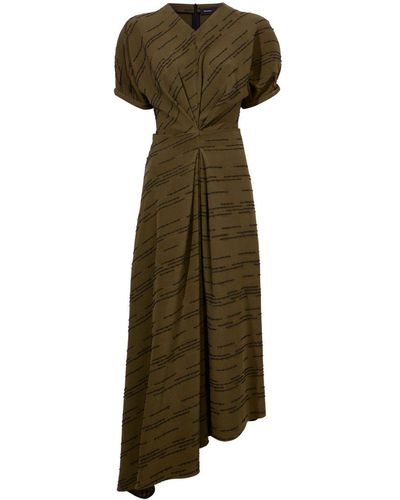 Proenza Schouler Vivienne Striped Asymmetric Dress - Green