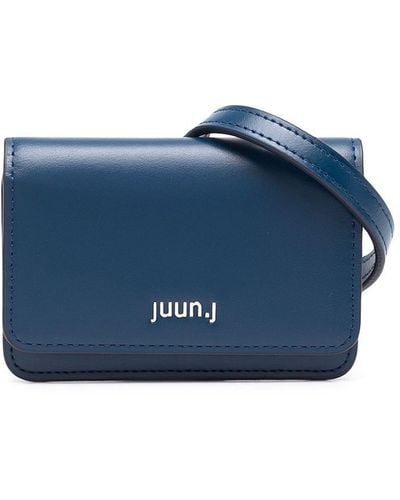 Juun.J Logo-lettering Leather Belt Bag - Blue