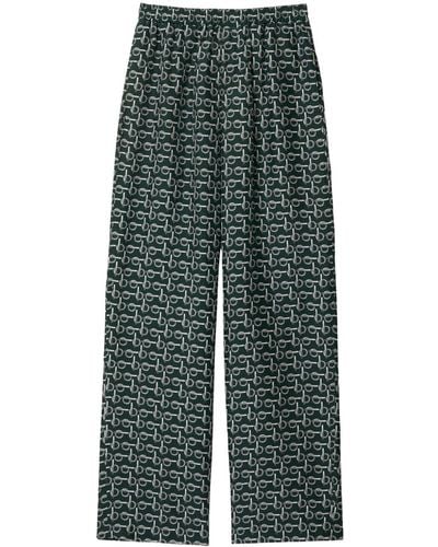 Burberry B Zipper-print Silk Pants - Green