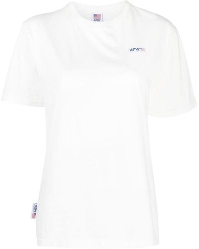 Autry T-shirt Iconic Logo à col rond - Blanc