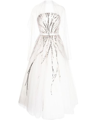 Saiid Kobeisy Bead-embellished Strapless Dress - White