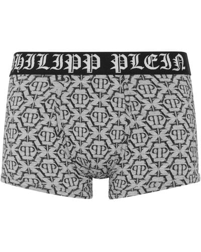 Philipp Plein Chrome Shorts mit Logo-Print - Grau