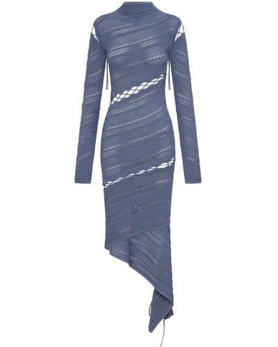 Dion Lee Coiling Asymmetric Crochet Dress - Blue