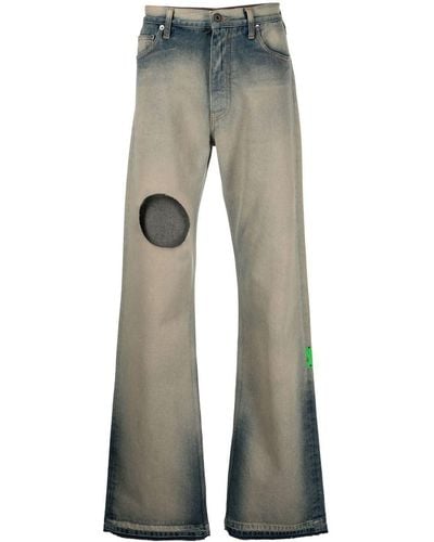 Off-White c/o Virgil Abloh Meteor-cut Out Wide Jeans - Gray