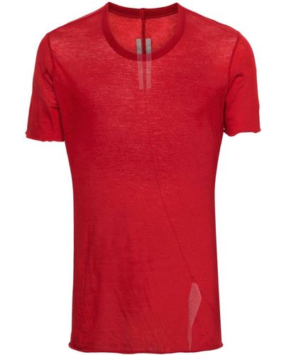 Rick Owens T-shirt en coton à bords francs - Rouge