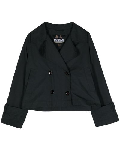 Barbour Logo-plaque Double-breasted Jacket - Black