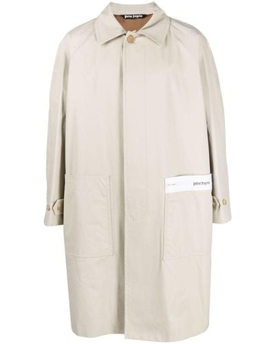 Palm Angels Logo Cotton Trench Coat - White