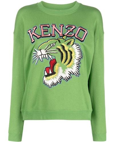 KENZO Tiger Varsity Cotton Sweatshirt - Green