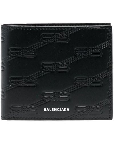 Balenciaga Signature Monogram Bi-fold Wallet - Black