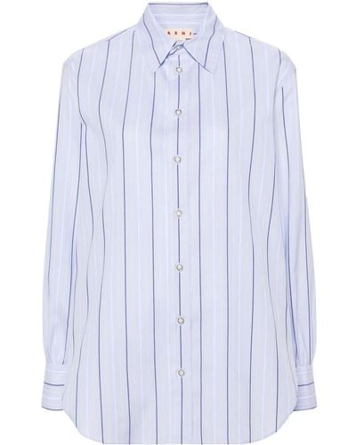 Marni Striped Organic Cotton Shirt - Blue
