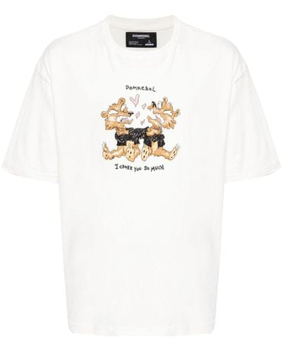 DOMREBEL Choke T-Shirt mit grafischem Print - Weiß