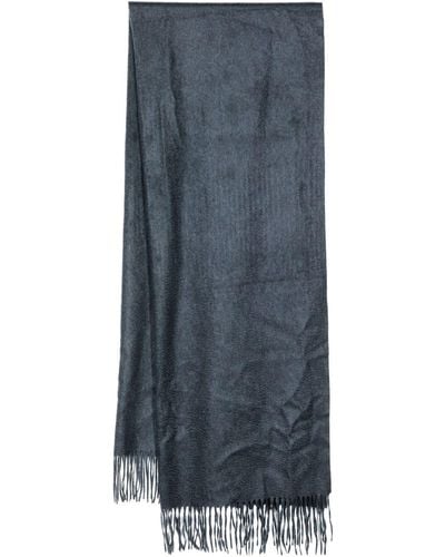 N.Peal Cashmere Fringed-edge Cashmere Woven Shawl - Blue