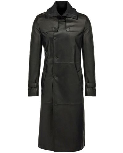 Ferragamo Belted Leather Trench Coat - Black