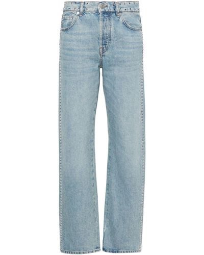 Maje Studded Mid-rise Straight Jeans - Blue