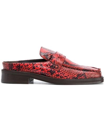 Martine Rose Arches Snakeskin Print Mules - Red