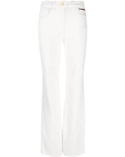 Elisabetta Franchi Horsebit High-waisted Flared Jeans - White