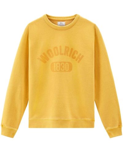 Woolrich Katoenen Sweater Met Logoprint - Geel