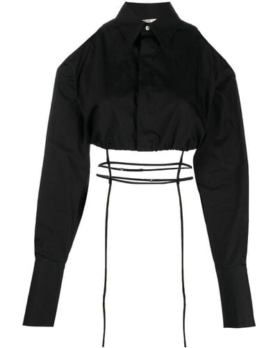 Nensi Dojaka Cut-out Detail Cropped Shirt - Black