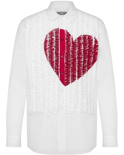 Moschino Heart-print Ruffled Shirt - Red