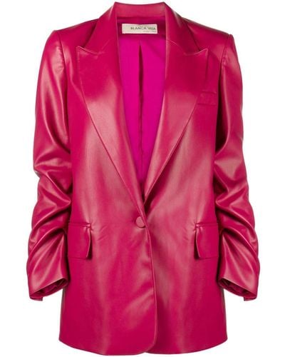 Blanca Vita Faux-leather Single-breasted Blazer - Pink