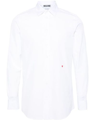 Moschino Popeline-Hemd mit Herzstickerei - Weiß