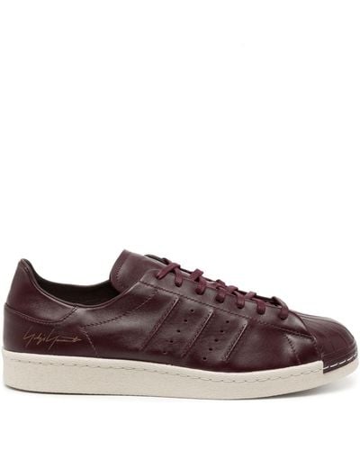 adidas Y-3 Superstar Lace-up Leather Trainers - Brown