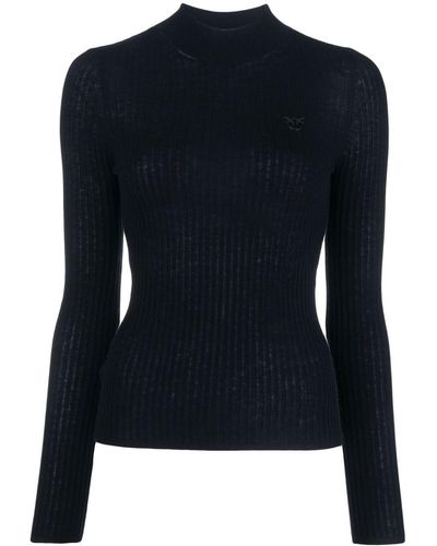Pinko Ribbed-knit Roll-neck Sweater - Blue