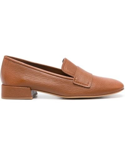 Pedro Garcia Square-toe Leather Loafers - Brown