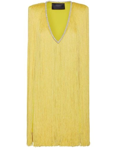 Philipp Plein Fringe Sleeveless Minidress - Yellow