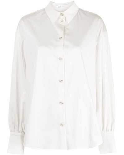 ADEAM Popeline-Hemd mit Falten - Weiß