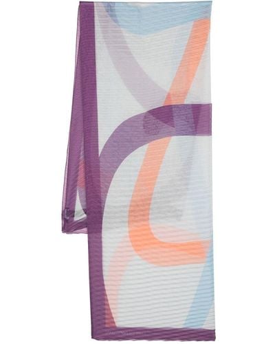 Emporio Armani Abstract-print Pleated Long Scarf - Natural
