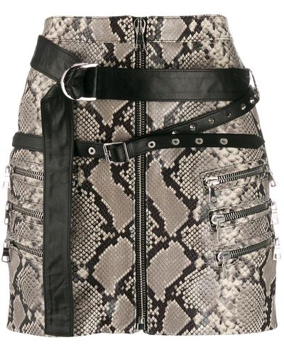 Unravel Project Snakeskin Print Mini Skirt - Grey