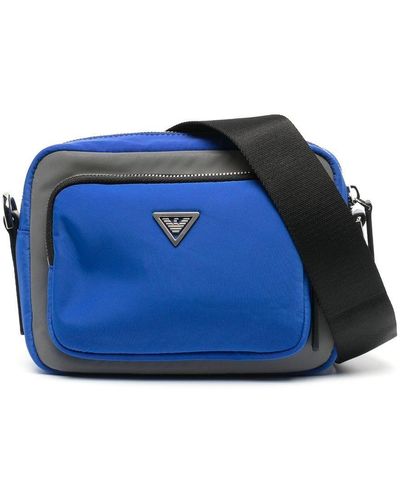 Emporio Armani Schultertasche mit Logo-Schild - Blau