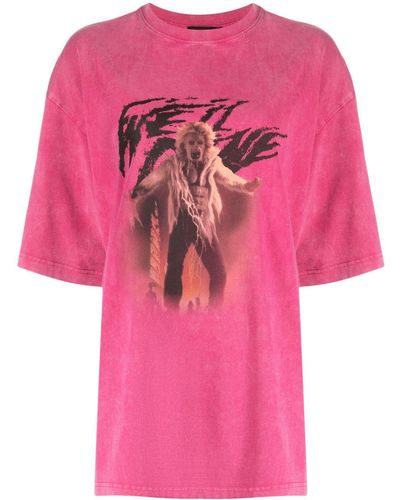 we11done T-Shirt mit grafischem Print - Pink