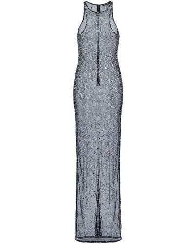 retroféte Brandy Sequin Transparent Long Dress - Gray