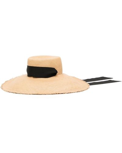 Sensi Studio Frayed-brim Straw Cordovan Hat - White