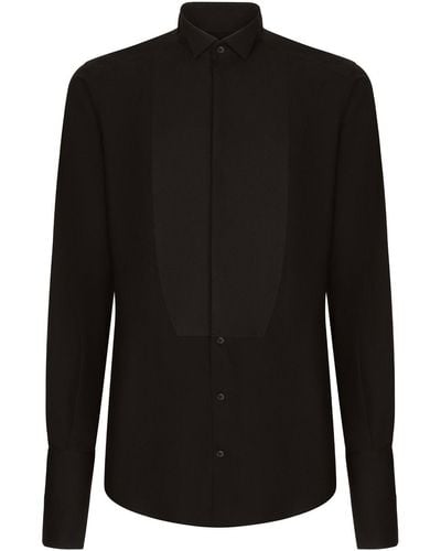 Dolce & Gabbana ゴールドフィット タキシードシャツ - ブラック