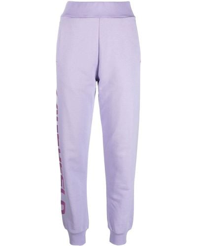 Karl Lagerfeld Pantalon de jogging en coton biologique à logo imprimé - Violet