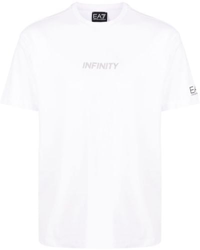 EA7 Graphic-print Cotton T-shirt - White