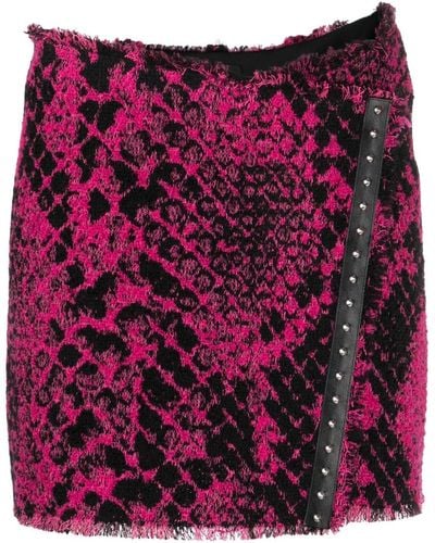 Pinko Snakeskin-print Tweed Miniskirt - Purple