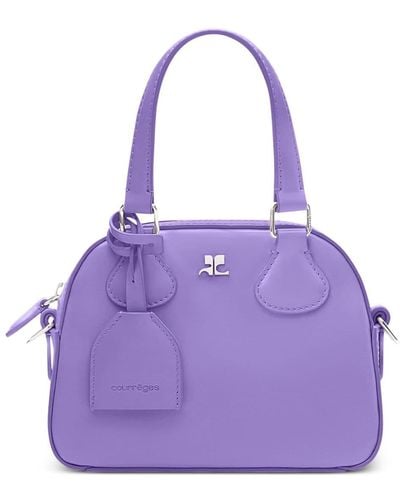 Courreges Logo Leather Mini Bowling Bag - Purple