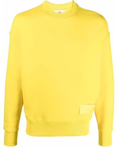 Ami Paris Logo-patch Crew-neck Sweatshirt - Yellow