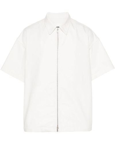 Jil Sander Logo-patch Canvas Shirt Jacket - White