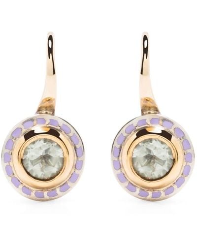 Alice Cicolini 14kt And 22kt Gold Silver Tile Amethyst Drop Earrings - Metallic