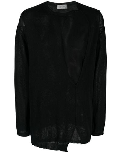Yohji Yamamoto Cut-out Long-sleeve Sweater - Black