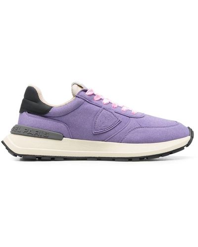 Philippe Model Antibes Lace-up Suede Sneakers - Purple