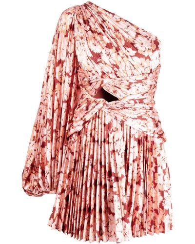 Acler Auroa Pleated Single-sleeve Minidress - Red