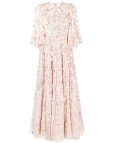 Needle & Thread Star-embellished Short-sleeve Gown - Pink